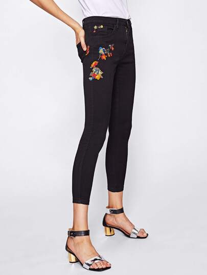 Embroidered Skinny Jeans