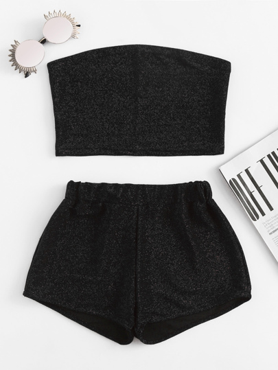 Sparkle Bandeau Top With Shorts