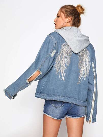 Giacca di jeans con cappuccio