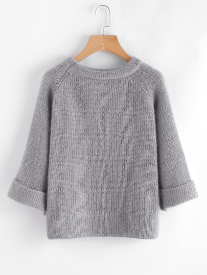 Cuffed Raglan Sleeve Sweater