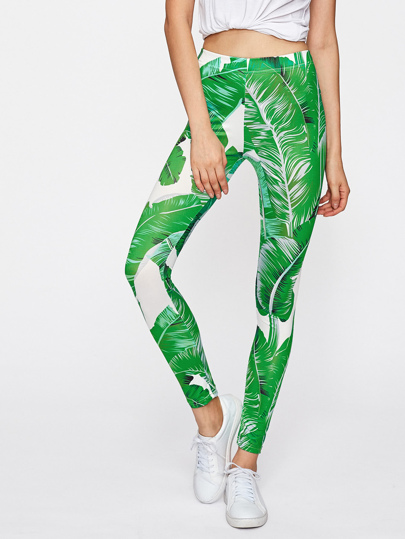 Leggings imprimé des feuilles de banane