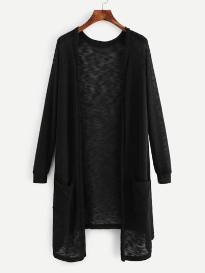 Dual Pocket Open Front Cardigan