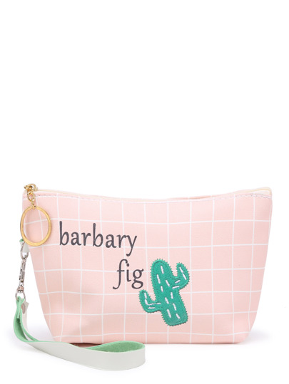 Cactus Pattern Grid Accessory Case With Wristlet