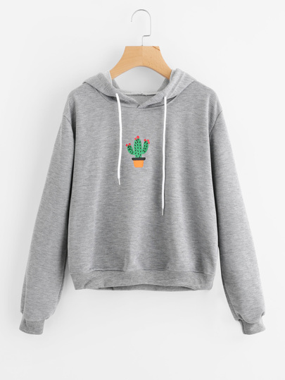 Capucha marled con estampado de cactus