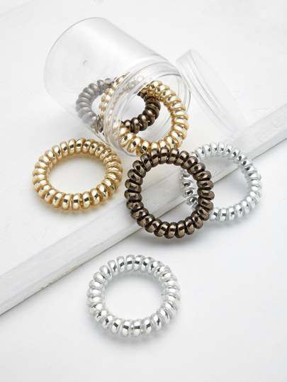 Metallic Coil Hair Ties 6pcs