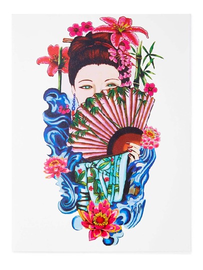 Beauty And Flower Tattoo Sticker