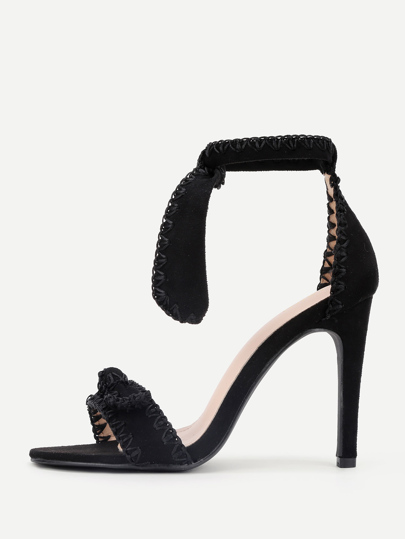 Knot Design Stitch Detail Stiletto Heeled Sandals