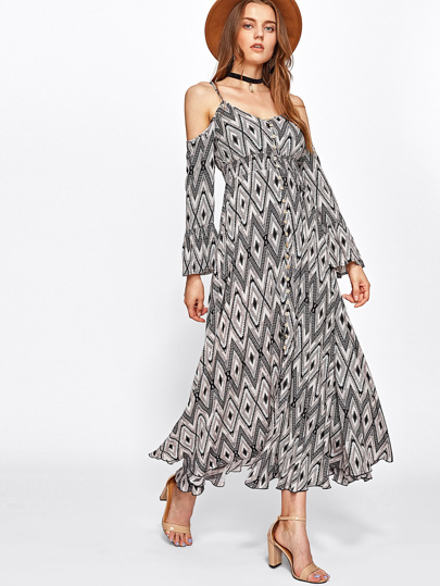 Robe avec manche flûte avec taille ruché