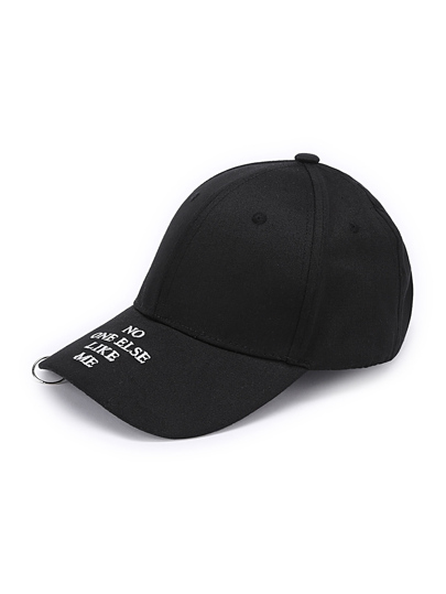 Slogan Embroidery Ring Detail Baseball Cap
