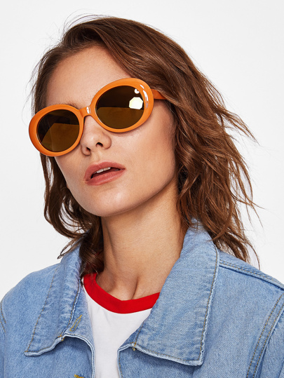 Contrast Frame Flat Lens Sunglasses