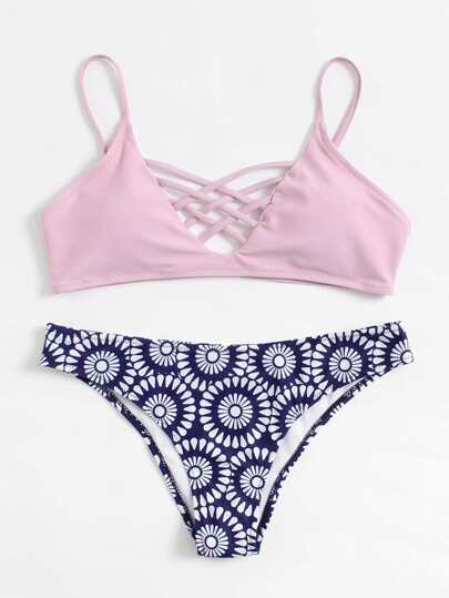 Set di bikini con stampa di fiore