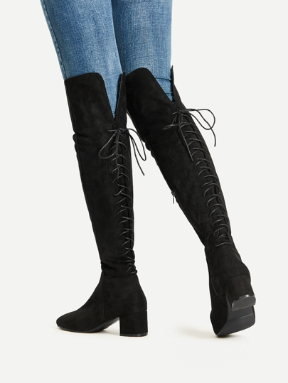 Bottes au genou à lacets