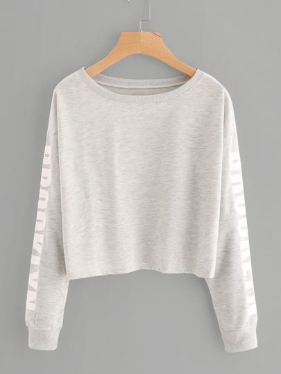 Sweat-shirt imprimé des lettres avec la chute de l\'épaule