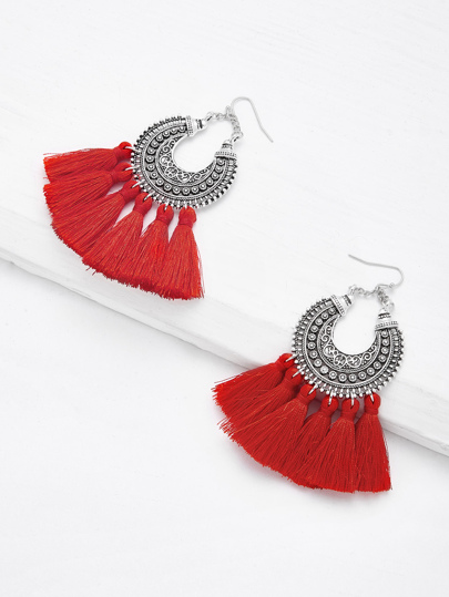 Tassel Drop Statement Earrings