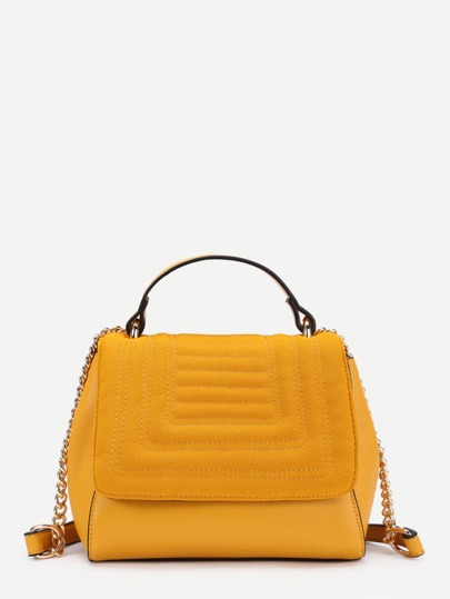 PU Flap Shoulder Bag With Handle