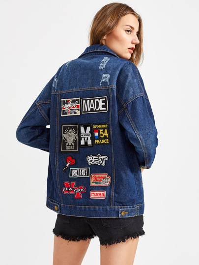 Jeansjacke mit Abzeichen hinten