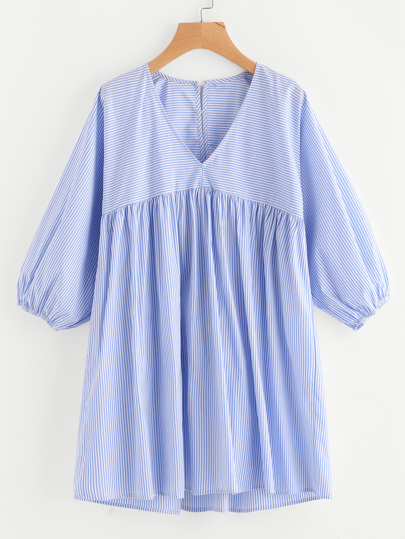 Robe manche lanterne à rayures