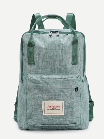 Patch Detail Double Handle Canvas Backpack