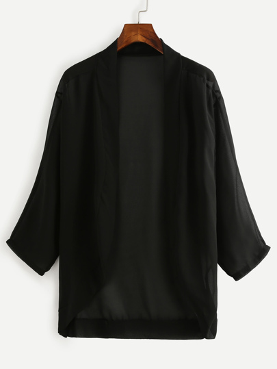 Kimono en mousseline couleur unie - noir