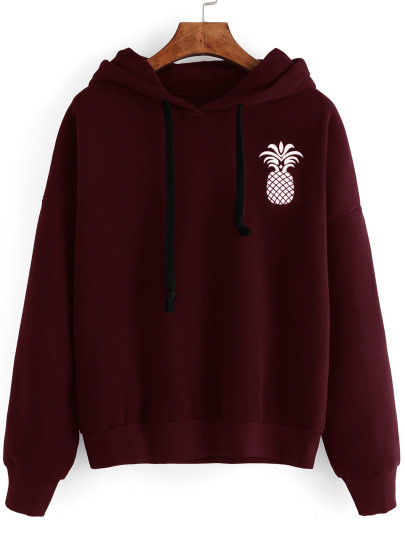 Sweat à capuche imprimé de l\'ananas avec la chute de l\'épaule