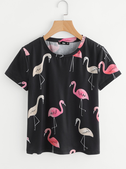Allover Flamingo Print Tee