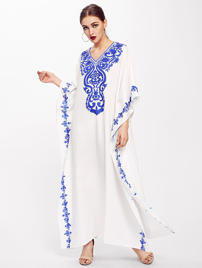 Damask Print Poncho Dress
