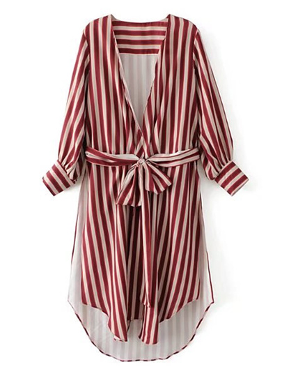 Blusa asimétrica con cordón y abertura en la parte lateral