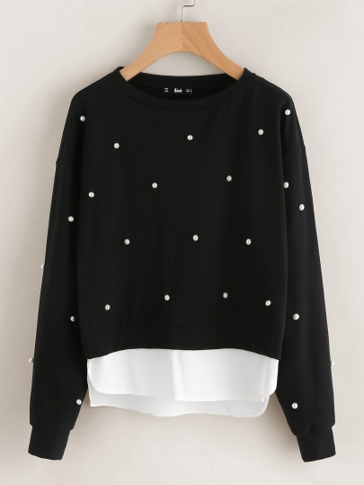 2 In 1 Sweatshirt mit Perlen