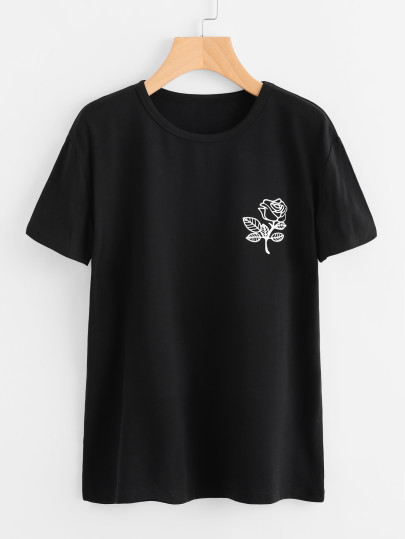 T-Shirt mit Rosemuster