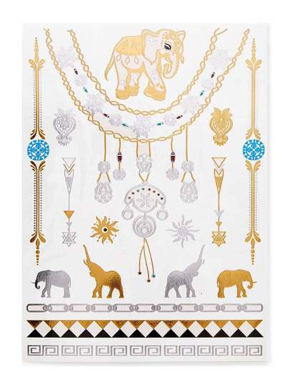 Elephant & Geometric Pattern Tattoo Sticker