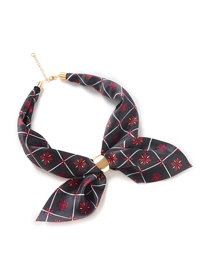 Grid Print Satin Neckerchief