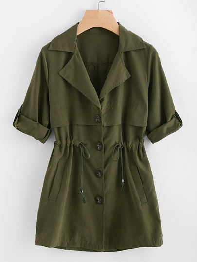 Veste avec cordon de taille avec manche ourlet