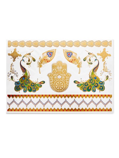 Peacock & Feather Tattoo Sticker