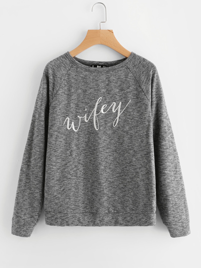 Raglan Sleeve Embroidered Space Dye Sweatshirt