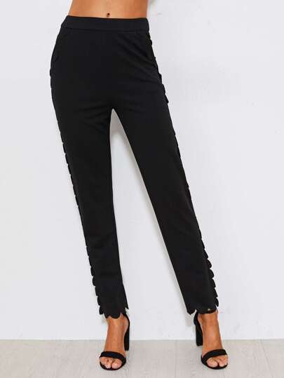 Scallop Trim Tailored Pants
