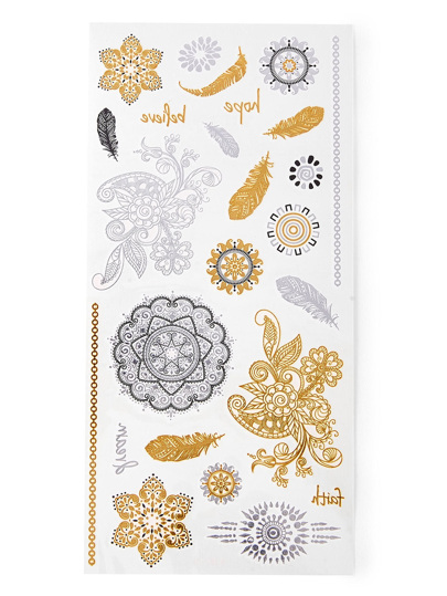 Flower & Feather Tattoo Sticker