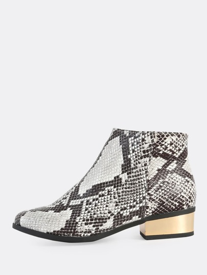 Snake Print Zip Up Booties SNAKE