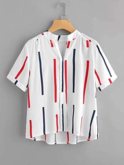 Pleated Detail Printed Blouse
