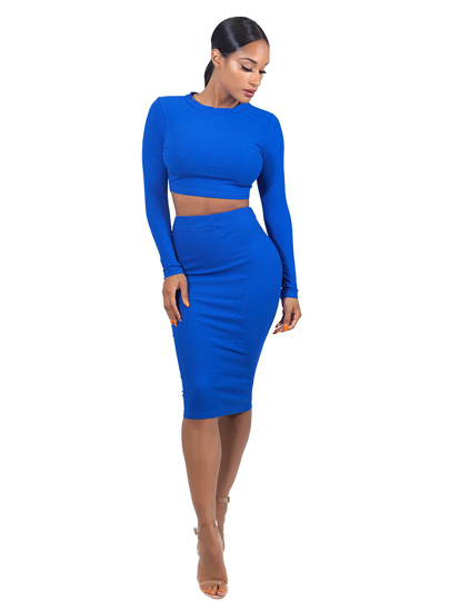 Ribbed Crop Tee With Skirt