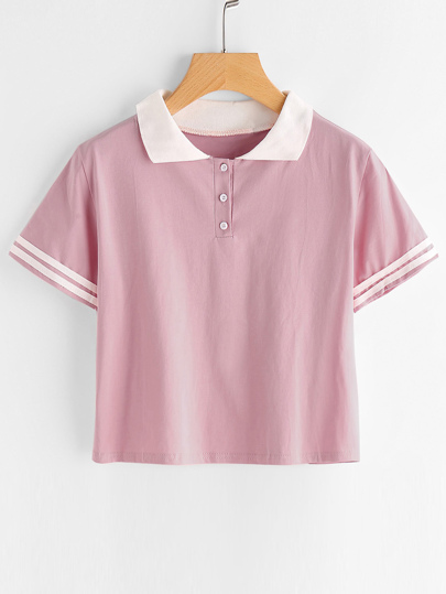 Camiseta con solapa a rayas