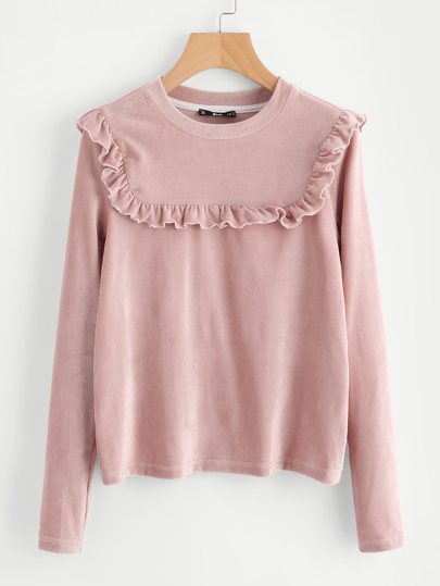 T-shirt con bordi a volant