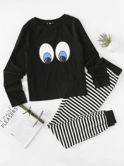 Conjunto de pijama con estampado de rayas