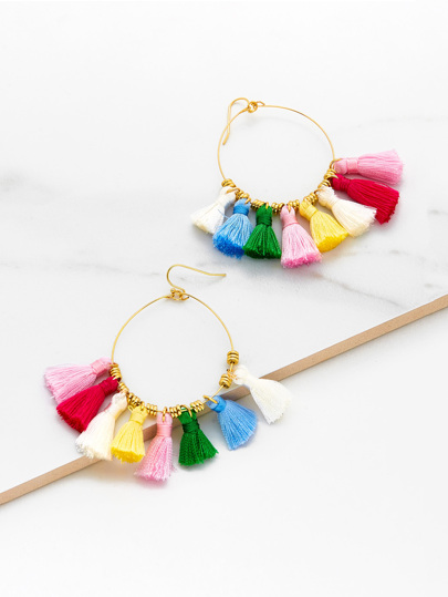 Mini Tassel Hoop Earrings