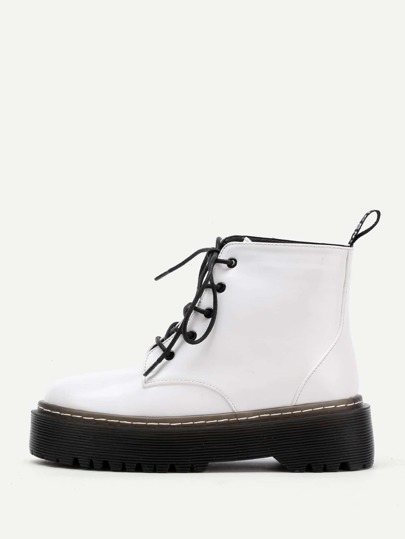 Botines de pu con cordones en dos tonos