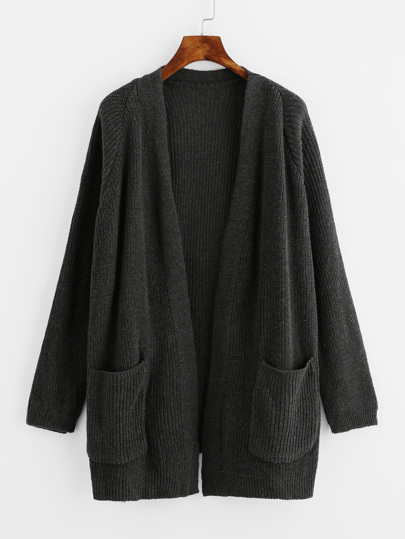 Dual Pocket Raglan Sleeve Sweater Coat