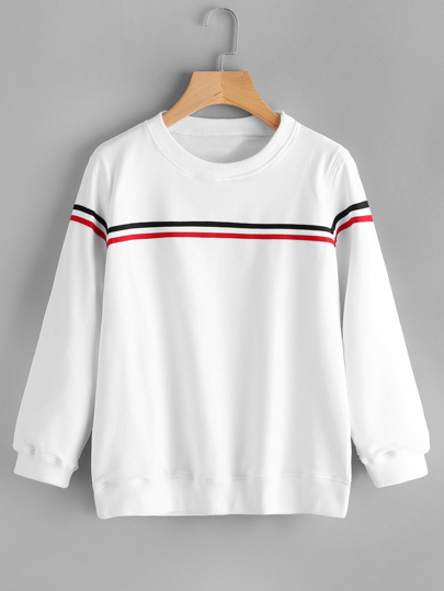Sweat-shirt à rayures contrastées