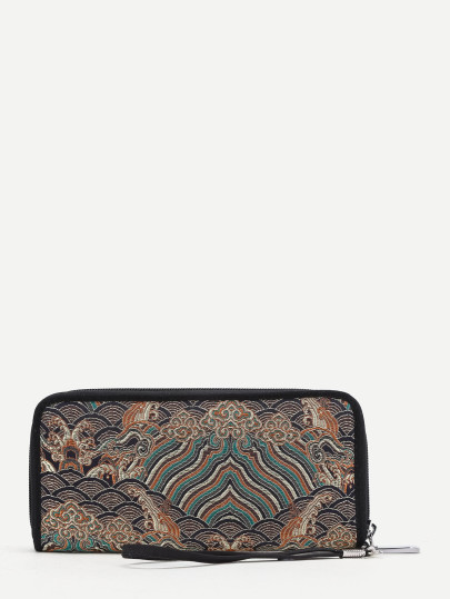 Mixed Pattern Knit Wallet
