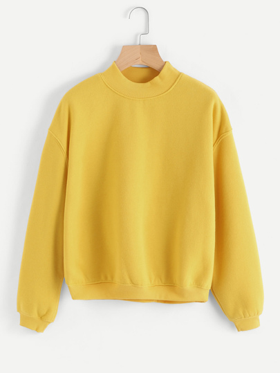 Ribbed Trim Drop Shoulder Sweatshirt
