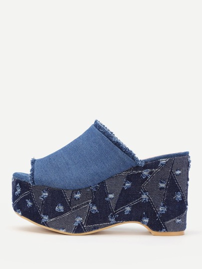 Sandali con zeppa di jeans