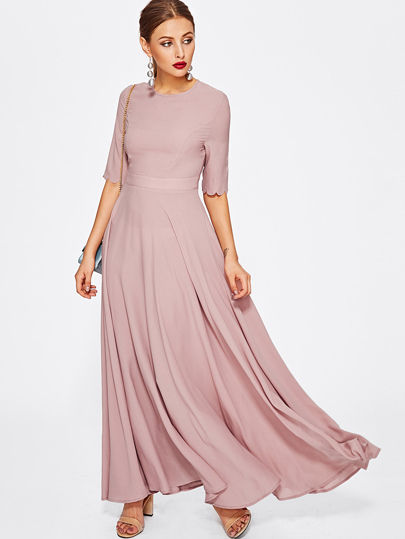 Half Sleeve Fit & Flare Full Length Dress